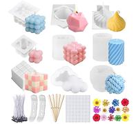 TAVADA 9Pcs Moldes de silicona 3D para velas Artesanales Hechas a Mano.
