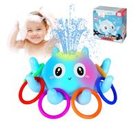 TAVADA Juguetes Bano Bebe,Juguete de Baño de Pulpo con Luz y 11 Anillos,Pulpo Flotante Inducción Agua Spray,Juguete Acuático Interactivos y Sensoriales,Juguete de Piscina Regalos para Bebe 1 2 3 Años