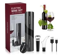 TAVADA Sacacorchos Eléctrico Recargable, Juego de Regalo de Vino con corta cápsula, Boquilla Aireador, Bomba de Vacío y Cable USB del Abridor de Vino Electrico - Regalo hombre para amantes del vino