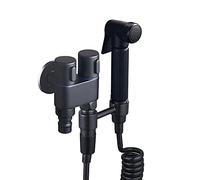 TAVCHA Ducha Bidet Grifo Bidet Portatil para WC Pulverizador Kit Ducha Higienica Doble Asa de un Solo Orificio Agua Fría Kit Ducha de Lavabo Bidet-Negro-F