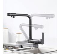 TAVCHA Grifo para Osmosis 3 Vias 3 en 1 Grifos Abatibles Cocina Griferia Cocina para Agua Potable Grifo de Cocina 3 Vías para Osmosis Monomando Negro