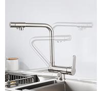 TAVCHA Grifo para Osmosis 3 Vias 3 en 1 Grifos Abatibles Cocina Griferia Cocina para Agua Potable Grifo de Cocina 3 Vías para Osmosis Monomando Cepillado