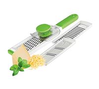 TAVIALO Gourmet Juego de rallador con protección para las manos, incluye 3 cuchillas, mango suave, base antideslizante: