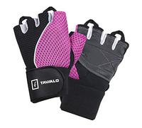 TAVIALO Guantes de Fitness para Mujer M (16-19 cm), Color Rosa/Negro/Blanco, Guantes de Gimnasio Mujer para Crossfit Bodybuilding Bicicleta Entrenamiento Deporte. Palma en Piel, Dorso Transpirable