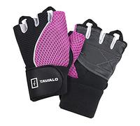 TAVIALO Guantes de Fitness para Mujer S (13-16 cm), Color Rosa/Negro/Blanco, Guantes de Gimnasio Mujer para Crossfit Bodybuilding Bicicleta Entrenamiento Deporte. Palma en Piel, Dorso Transpirable
