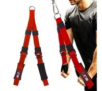 TAVIEW Cable de fijación para tríceps (Dos Longitudes en una), más Libertad de Movimiento, Correas de extensión para tríceps, Accesorios de Cruce de Cable (Rojo, Longitud Ajustable (33-72 cm)