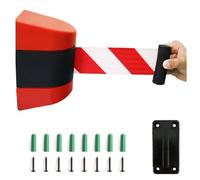 Tavkomco Barrera de cinturón retráctil, con Accesorios de Montaje, Barrera de cordón de Seguridad para Montaje en Pared de 2/3/5/10 m, para aeropuertos, Bancos, escuelas(A,10M/32FT)