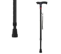 Tavkomco Bastón telescópico con Linterna - Bastón de aleación de Titanio para Personas ciegas y con Problemas de Movimiento, Radio FM + Altura Ajustable en 10 Niveles(A,96.5cm/38in)