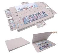 Tavola Pieghevole Per Puzzle Con Supporto e Copertina 2 In 1,Mesa Rompecabezas De 1000 Piezas,Tablero Portátil Con 6 Cajones,Placa De Cubierta Plegable,Fieltro Ligero,Para Adultos y Niños,Kaki