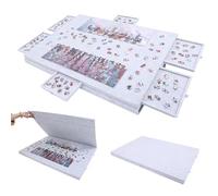 Tavola Pieghevole per Puzzle con Supporto e Copertina 2 In 1,Mesa Rompecabezas De 1000 Piezas,Tablero Portátil con 6 Cajones,Placa De Cubierta Plegable,Fieltro Ligero,para Adultos y Niños,Blanco