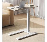 Tavolino Con Stazione Di Ricarica, Vassoio Mobile Per TV, Tavolo Sopraletto A Forma Di C, Tavolino Laterale Piccolo Per Piccoli Spazi, Scrivania Mobile Regolabile In Altezza Per Camera Da Letto(Natura