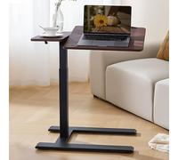 Tavolino Con Stazione Di Ricarica, Vassoio Mobile Per TV, Tavolo Sopraletto A Forma Di C, Tavolino Laterale Piccolo Per Piccoli Spazi, Scrivania Mobile Regolabile In Altezza Per Camera Da Letto(Brown)