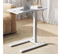 Tavolino Con Stazione Di Ricarica, Vassoio Mobile Per TV, Tavolo Sopraletto A Forma Di C, Tavolino Laterale Piccolo Per Piccoli Spazi, Scrivania Mobile Regolabile In Altezza Per Camera Da Letto(White)