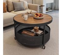 Tavolino Da Caffè, Tavolino Rettangolare A 2 Livelli, Tavolino Da Caffè Multifunzione, Tavolo Centrale Per Soggiorno, Tavolino Da Caffè Con Struttura In Metallo Per Soggiorno,(Brown,50cm/19.6in)