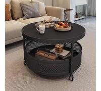 Tavolino Da Caffè, Tavolino Rettangolare A 2 Livelli, Tavolino Da Caffè Multifunzione, Tavolo Centrale Per Soggiorno, Tavolino Da Caffè Con Struttura In Metallo Per Soggiorno,(Black,60cm/23.6in)