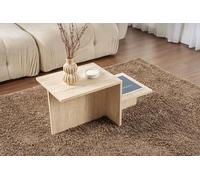 Tavolino da salotto Cantello, Tavolo Basso da caffè, Portariviste per divano, Ripiano da soggiorno, 80x40 h40 cm, Beige