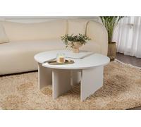 Tavolino da salotto Codroipo, Tavolo Basso da caffè, Portariviste per divano, Ripiano da soggiorno, 90x90 h41 cm, Bianco e Naturale