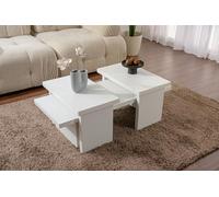 Tavolino da salotto Prepotto, Tavolo Basso da caffè, Portariviste per divano, Ripiano da soggiorno, 110x45 h42 cm, Bianco