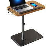 Tavolino Laterale Girevole a 360° Regolabile in Altezza, Tavolo Inclinabile a Forma di C, Mobile e Pratico, Consente di Risparmiare Spazio Sul Divano Letto (Wood Color)