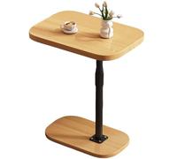 Tavolino Piatto a Forma di C, Tavolino Laterale Regolabile in Altezza, Tavolino Laterale, Tavolino da Caffè Mobile, Mobile e Pratico, Salva Spazio Sul Divano, Soggiorno Semplice (Color de la madera)