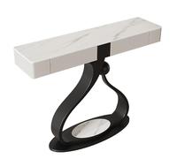 Tavolo Consolle Mezza Luna Stretto con Cassetti, Tavolo Ingresso in Pietra Sinterizzata con Base Metallica, Dietro Divano, Tavoli Contemporanei per Ingresso, Corridoio e Soggiorno(Black A,L100CM/39IN)