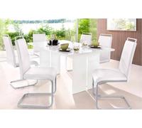 Tavolo fisso Gabriele, Ripiano rettangolare di Design, Tavolo da cucina, 100% Made in Italy, cm 160x90h75, Bianco lucido