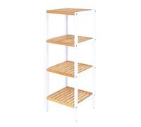 tavora Estantería de Madera con 4 estantes 33x33x98 cm, Natural/Blanco