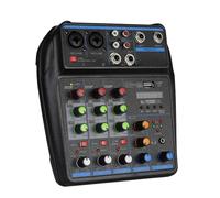 TAVOSOP Mezclador de audio DJ, mezcladores de DJ de 4 canales con Bluetooth, placa mezcladora de sonido XRL/interfaz de 1/4 pulgadas, entrada de computadora USB/MP3 de 48 V Phantom Power Stereo DJ