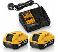 TAVT 2 baterías de 20 V y cargador DCB115 compatibles con máquinas Dewalt XR de 20 voltios DCB201, DCB203, DCB20 5, DCB204, DCB200, DCB180, DCB206, DCB207