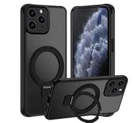 Tawarror Funda Magnética para iPhone 11 Pro MAX, Compatible con Magsafe, Carcasa Translúcido Mate Trasera para iPhone 11 Pro MAX Procon Soporte, Hard PC + TPU Bumper Protección Case, Negro