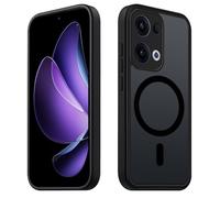 Tawarror Funda Magnética para OPPO Reno13 5G, Carcasa Translúcido Mate Trasera para OPPO Reno13, PC Tapa Anti-Arañazos TPU Bumper Anti-Golpes Antihuellas Fina Protectora Caso, Negro