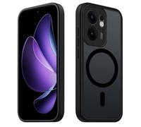 Tawarror Funda Magnética para OPPO Reno13 F/ Reno13 FS 5G, Carcasa Translúcido Mate Trasera para Reno13 F/ Reno13 FS, PC Tapa Anti-Arañazos TPU Bumper Anti-Golpes Fina Protectora Caso, Negro