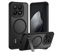 Tawarror Funda Magnética para Xiaomi 15T, Carcasa Translúcido Mate Trasera para Xiaomi 15T con Soporte, Hard PC + TPU Bumper Antigolpes Protección Case,Negro
