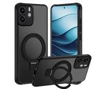 Tawarror Funda Magnética para Xiaomi Redmi Note 14 5G (No para Note 14 4G), Carcasa Translúcido Mate Trasera con Soporte, PC Tapa Anti-Arañazos TPU Bumper Anti-Golpes Fina Protectora Caso, Negro