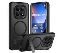 Tawarror Funda Magnética para Xiaomi Redmi Note 15 5G, Carcasa Translúcido Mate Trasera para Xiaomi Redmi Note 15 5G con Soporte, Hard PC + TPU Bumper Antigolpes Protección Case,Negro