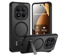 Tawarror Funda Magnética para Xiaomi Redmi Note 15 Pro Plus 5G, Carcasa Translúcido Mate Trasera para Xiaomi Redmi Note 15 Pro Plus 5G con Soporte, Hard PC + TPU Bumper Antigolpes Case,Negro