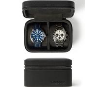 TAWBURY 2 fundas de reloj para hombre, funda de viaje de cuero de lujo para hombre, fundas de reloj negras para hombre, soporte de reloj de viaje para hombre, funda enrollable de reloj negra, 2 cajas