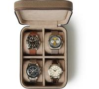 TAWBURY Caja de reloj de cuero de lujo unisex - Estuche de viaje con cierre de cremallera | Rollo de viaje de cuero genuino de grano superior | Cajas de reloj de cuero real para hombres de viaje | 4