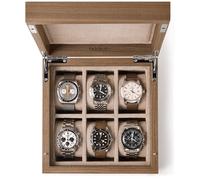TAWBURY Caja de Reloj de Madera de Lujo para Hombre - Organizador de Relojes Con 6 Ranuras