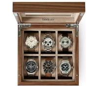 TAWBURY Caja Organizadora de Relojes de Madera para Hombres - 6 Ranuras, Cajas de Reloj