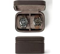 TAWBURY Estuche de Viaje de Cuero Genuino Para Reloj de Hombre - Grano Superior, Marrón