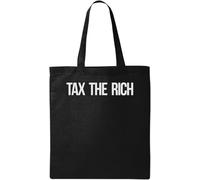 Tax The Rich Bolsa de la compra de algodón ecológico con logotipo socialista, negro y blanco, negro, talla única, color negro, Negro , talla única