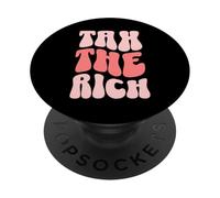 Tax The Rich Retro Wavy PopSockets PopGrip Adhesivo