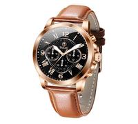 Taxau Reloj cronógrafo para hombre, esfera grande, fácil de leer, analógico, de cuarzo, correa de cuero, impermeable, luminoso, a la moda, casual, reloj de pulsera para hombre, Cara negra A5 + correa
