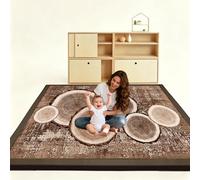 Taxestmy 2cm Alfombra Bebe Acolchada 130 x 200 cm Antideslizante, Tapete Bebes con Superficie de Franela, Tapete Actividades de Interior, Alfombras Juegos Bebes Fáciles de Limpiar
