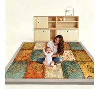 Taxestmy 2cm Alfombra Bebe Acolchada 80 x 180 cm Antideslizante, Tapete Bebes con Superficie de Franela, Tapete Actividades de Interior, Alfombras Juegos Bebes Fáciles de Limpiar