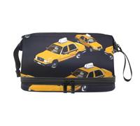 Taxi Car - Neceser de doble capa para mujeres y niñas, neceser de viaje, bolsa organizadora de maquillaje con compartimento para cepillos, multicolor, 27x15x14 cm/10.6x5.9x5.5 in, Neceser