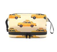 Taxi Car - Neceser de doble capa para mujeres y niñas, neceser de viaje, bolsa organizadora de maquillaje con compartimento para cepillos, multicolor, 27x15x14 cm/10.6x5.9x5.5 in, Neceser