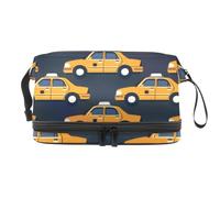 Taxi Cars - Neceser de doble capa para mujeres y niñas, neceser de viaje, bolsa organizadora de maquillaje con compartimento para cepillos, multicolor, 27x15x14 cm/10.6x5.9x5.5 in, Neceser