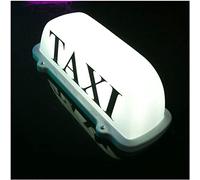 Taxi Top Light New Blue LED Roof Taxi Sign 12V with Magnetic Base Taxi Dome Light Blue/Green/White/Pink Taxi Light Sign (WHITE)